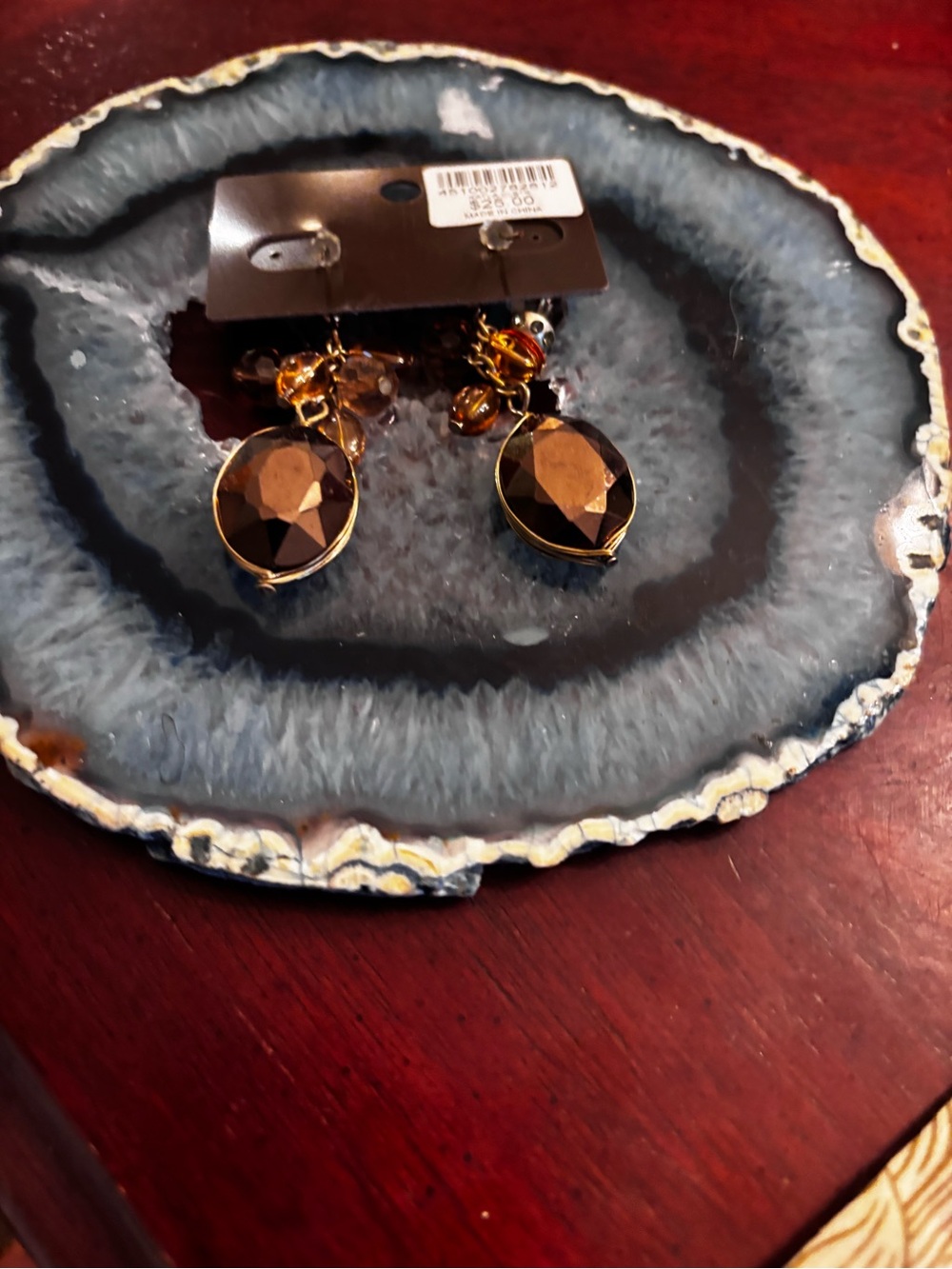 Chico's Gold-Tone Brown Faceted Drop Earrings
